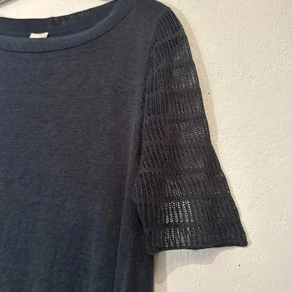 Poetry Linen Navy Blue Asymmetrical Hem Tunic size 6 - Picture 2 of 6